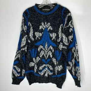 Vintage Zeppelin Blue Gray Grandpa Sweater Size Large